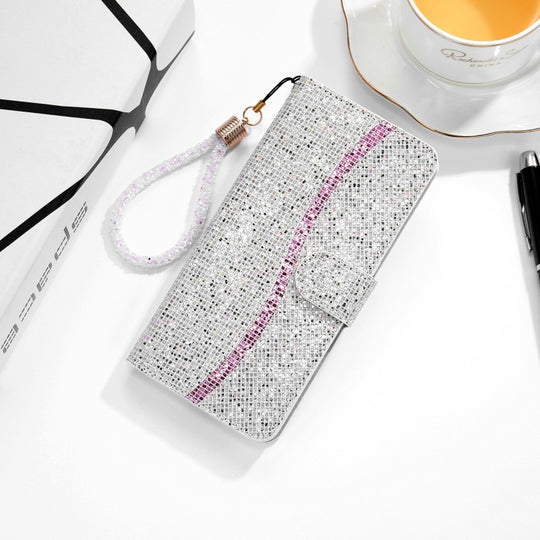For Samsung Galaxy A33 5G Glitter Powder Leather Phone Case(Silver)