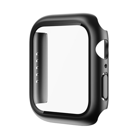 ROCK 2 in 1 PC Frame + Tempered Glass Protector Case For Apple Watch Series 9 / 8 / 7 41mm(Black)