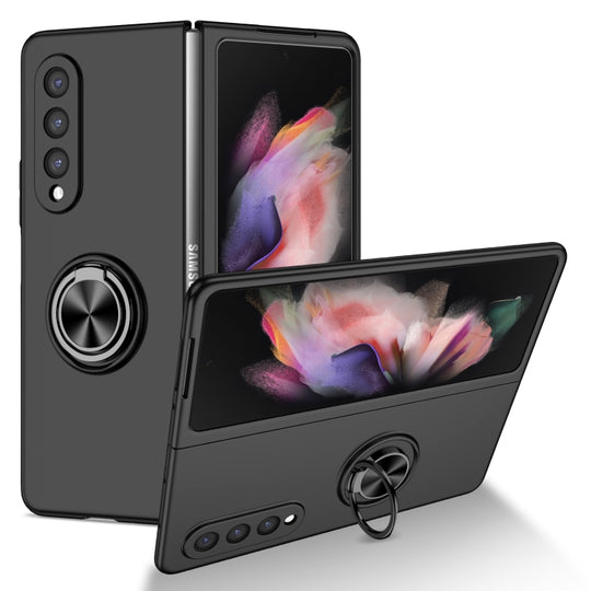For Samsung Galaxy Z Fold3 5G Armor Ring Holder Phone Case(Black)