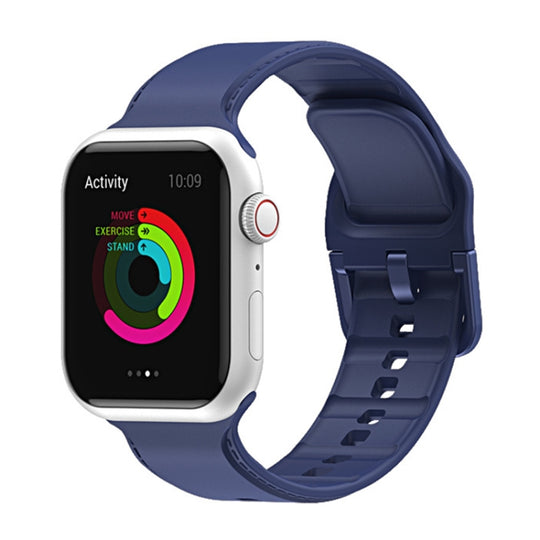Silicone Watch Band For Apple Watch Ultra 49mm&Watch Ultra 2 49mm / Series 9&8&7 45mm / SE 3&SE 2&6&SE&5&4 44mm / 3&2&1 42mm(Midnight Blue)
