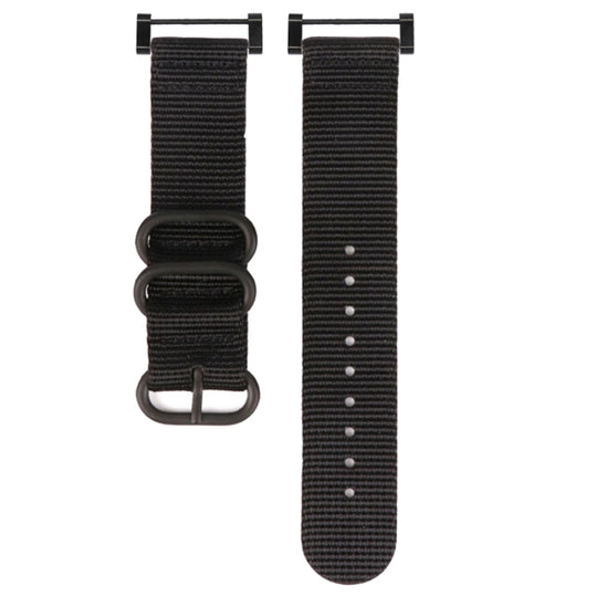For Suunto CORE Three-ring Steel Buckle Nylon Watch Band(Black)