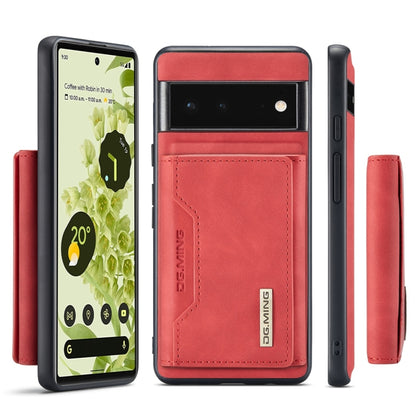 For Google Pixel 6 Pro DG.MING M2 Series 3-Fold Multi Card Bag Back Cover Leather Phone Case(Red) - Google Cases by DG.MING | Online Shopping UK | buy2fix