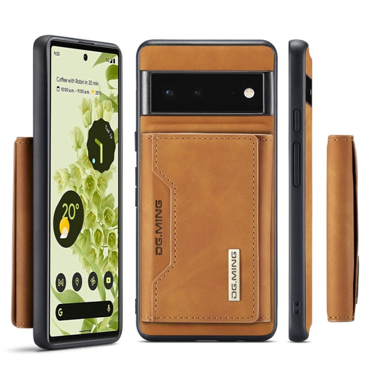 For Google Pixel 6 Pro DG.MING M2 Series 3-Fold Multi Card Bag Back Cover Leather Phone Case(Brown) - Google Cases by DG.MING | Online Shopping UK | buy2fix