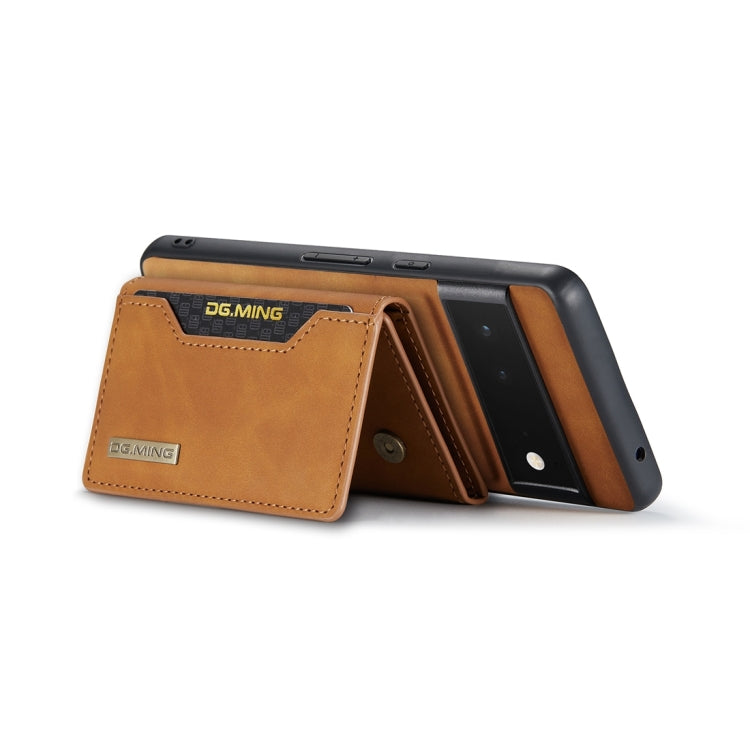 For Google Pixel 6 Pro DG.MING M2 Series 3-Fold Multi Card Bag Back Cover Leather Phone Case(Brown) - Google Cases by DG.MING | Online Shopping UK | buy2fix