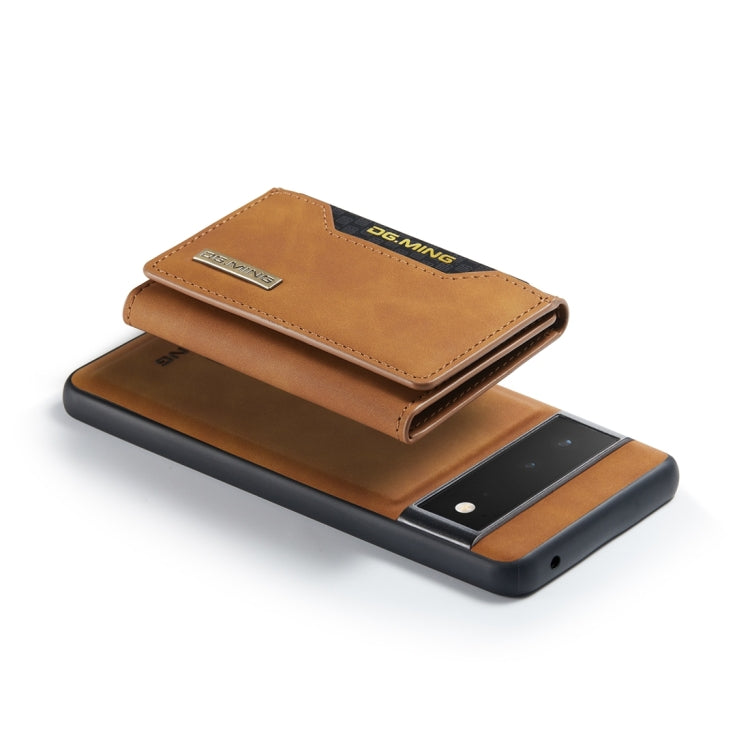 For Google Pixel 6 Pro DG.MING M2 Series 3-Fold Multi Card Bag Back Cover Leather Phone Case(Brown) - Google Cases by DG.MING | Online Shopping UK | buy2fix