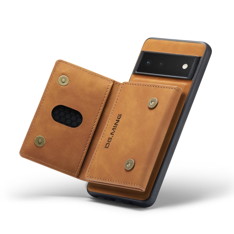 For Google Pixel 6 Pro DG.MING M2 Series 3-Fold Multi Card Bag Back Cover Leather Phone Case(Brown) - Google Cases by DG.MING | Online Shopping UK | buy2fix