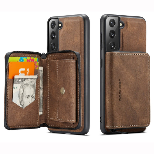 For Samsung Galaxy S22 5G JEEHOOD Magnetic Zipper Horizontal Flip Phone Leather Case(Brown) - Galaxy S22 5G Cases by JEEHOOD | Online Shopping UK | buy2fix