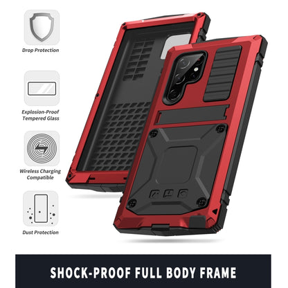 For Samsung Galaxy S22 Ultra 5G R-JUST Metal + Silicone Holder Phone Case(Red) by R-JUST