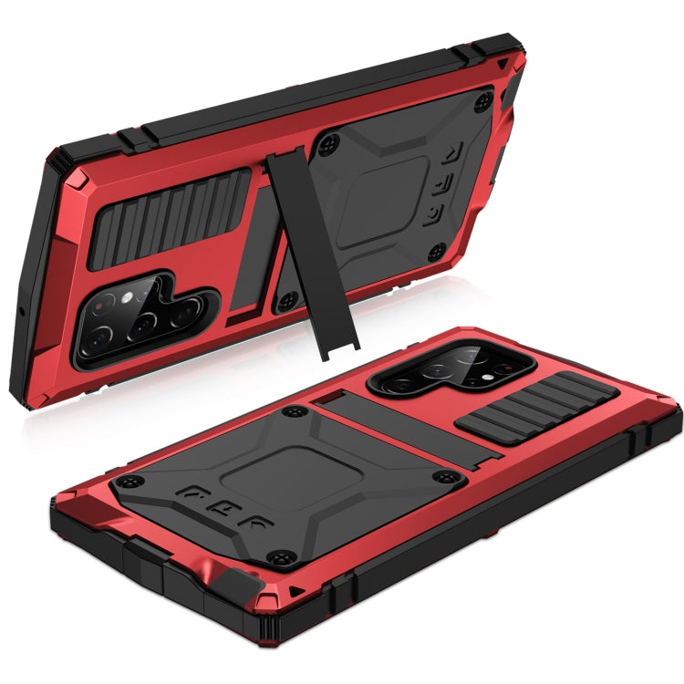 For Samsung Galaxy S22 Ultra 5G R-JUST Metal + Silicone Holder Phone Case(Red) by R-JUST