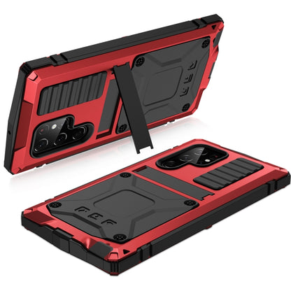 For Samsung Galaxy S22 Ultra 5G R-JUST Metal + Silicone Holder Phone Case(Red) by R-JUST