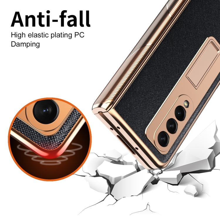 For Samsung Galaxy Z Fold3 5G Electroplated Armor Cross Texture Phone Case(Black) - Galaxy Phone Cases by buy2fix | Online Shopping UK | buy2fix