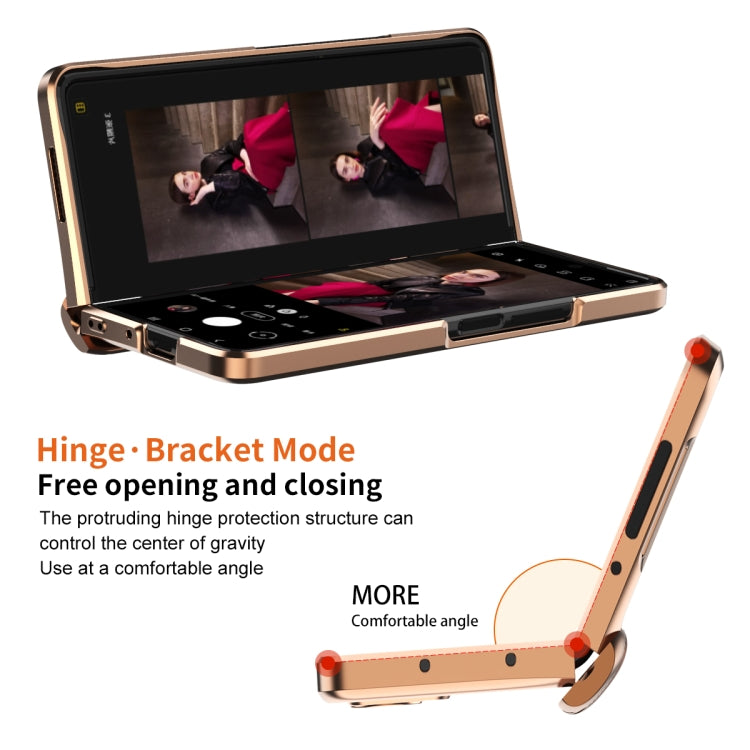 For Samsung Galaxy Z Fold3 5G Electroplated Armor Cross Texture Phone Case(Red) - Galaxy Phone Cases by buy2fix | Online Shopping UK | buy2fix