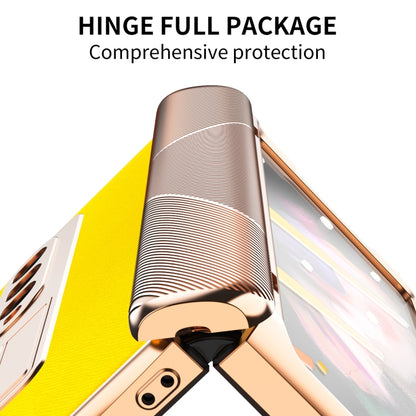 For Samsung Galaxy Z Fold3 5G Electroplated Armor Cross Texture Phone Case(Yellow) - Galaxy Phone Cases by buy2fix | Online Shopping UK | buy2fix