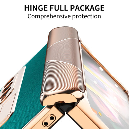 For Samsung Galaxy Z Fold3 5G Electroplated Armor Cross Texture Phone Case(Cyan) - Galaxy Phone Cases by buy2fix | Online Shopping UK | buy2fix