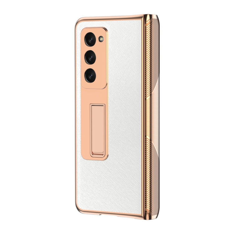 For Samsung Galaxy Z Fold2 5G Electroplated Armor Cross Texture Phone Case(White) - Galaxy Phone Cases by buy2fix | Online Shopping UK | buy2fix