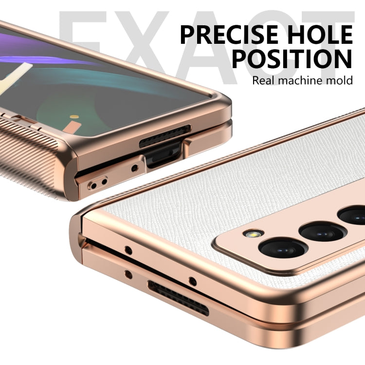 For Samsung Galaxy Z Fold2 5G Electroplated Armor Cross Texture Phone Case(White) - Galaxy Phone Cases by buy2fix | Online Shopping UK | buy2fix