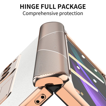 For Samsung Galaxy Z Fold2 5G Electroplated Armor Cross Texture Phone Case(White) - Galaxy Phone Cases by buy2fix | Online Shopping UK | buy2fix