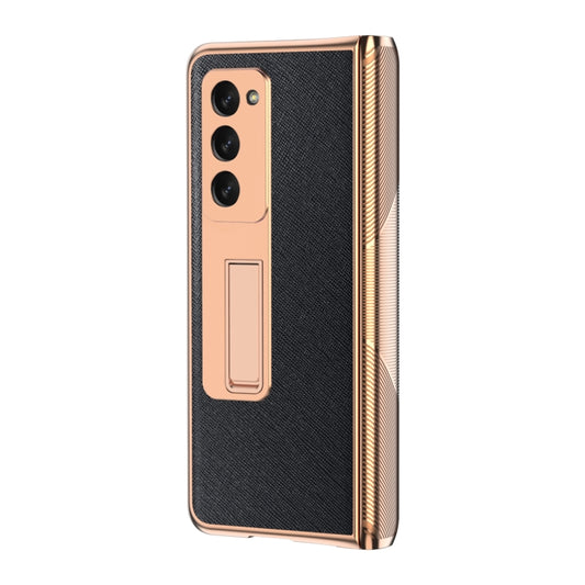 For Samsung Galaxy Z Fold2 5G Electroplated Armor Cross Texture Phone Case(Black) - Galaxy Phone Cases by buy2fix | Online Shopping UK | buy2fix