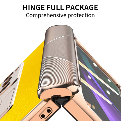 For Samsung Galaxy Z Fold2 5G Electroplated Armor Cross Texture Phone Case(Yellow) - Galaxy Phone Cases by buy2fix | Online Shopping UK | buy2fix