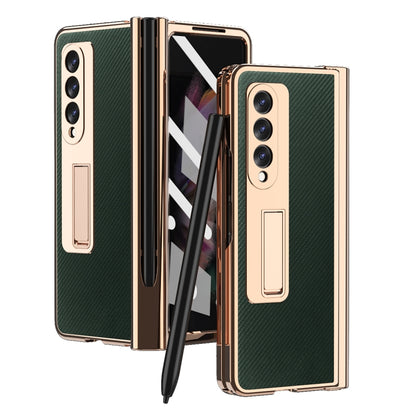 For Samsung Galaxy Z Fold3 5G Electroplated Hinge Pen Slot Kevlar Phone Case(Green) - Galaxy Phone Cases by buy2fix | Online Shopping UK | buy2fix