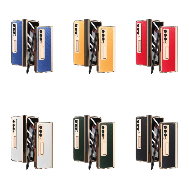 For Samsung Galaxy Z Fold3 5G Electroplated Hinge Pen Slot Kevlar Phone Case(Red) - Galaxy Phone Cases by buy2fix | Online Shopping UK | buy2fix