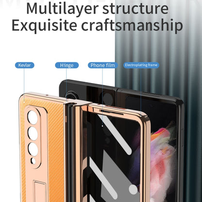 For Samsung Galaxy Z Fold3 5G Electroplated Hinge Pen Slot Kevlar Phone Case(Green) - Galaxy Phone Cases by buy2fix | Online Shopping UK | buy2fix