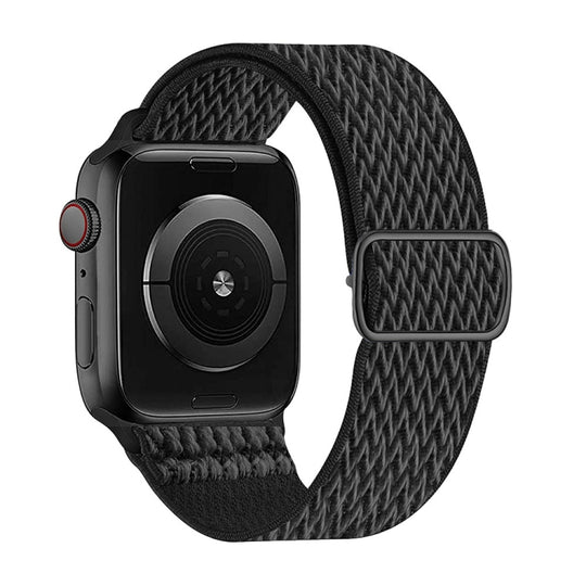 W Texture Nylon Strap For Apple Watch Series 9&8&7 41mm / SE 3&SE 2&6&SE&5&4 40mm / 3&2&1 38mm(Black)