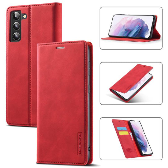 For Samsung Galaxy S22+ 5G LC.IMEEKE Soft PU + TPU Magnetic Skin-friendly Feeling Leather Phone Case(Red)