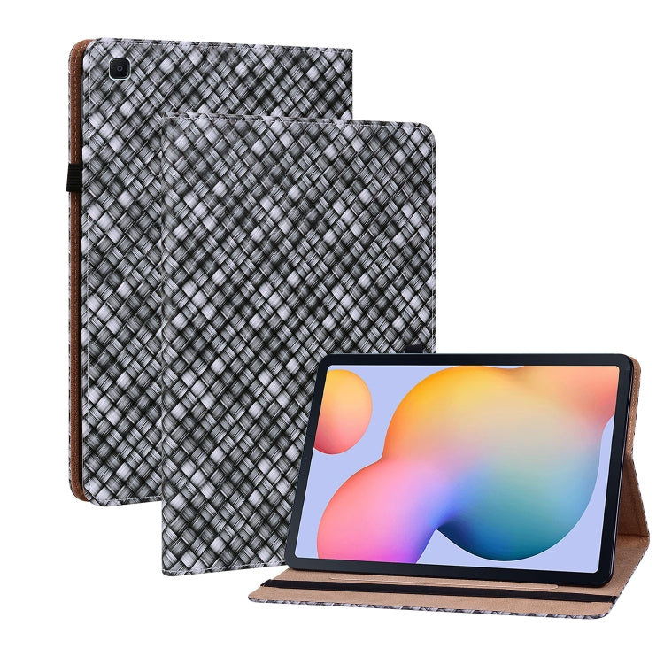For Samsung Galaxy Tab S6 Lite Color Weave Smart Leather Tablet Case(Black) by buy2fix