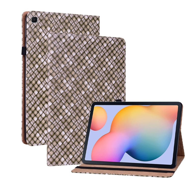 For Samsung Galaxy Tab S6 Lite Color Weave Smart Leather Tablet Case(Brown) - Tab S6 Lite P610 / P615 by buy2fix | Online Shopping UK | buy2fix
