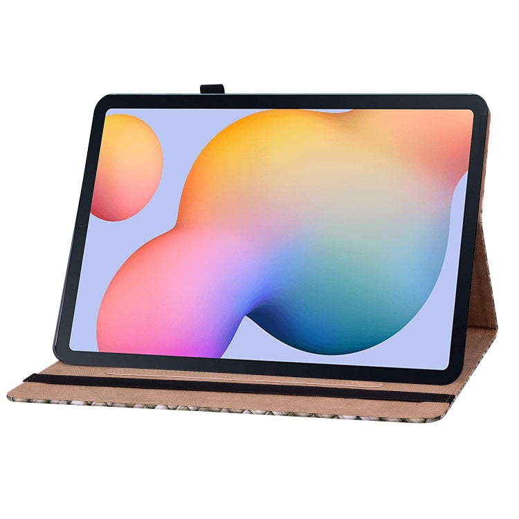 For Samsung Galaxy Tab S6 Lite Color Weave Smart Leather Tablet Case(Brown) - Tab S6 Lite P610 / P615 by buy2fix | Online Shopping UK | buy2fix