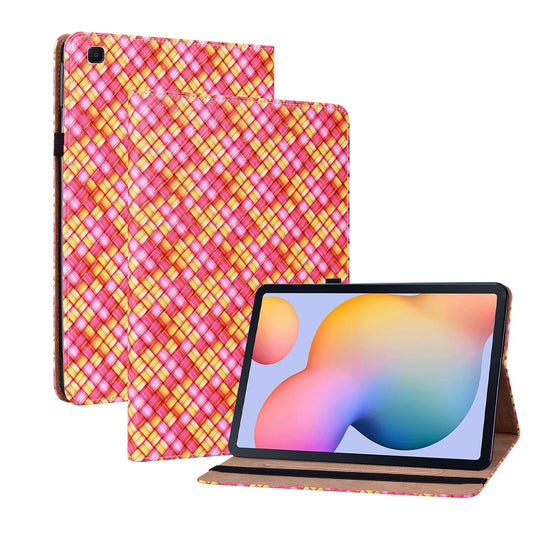 For Samsung Galaxy Tab S6 Lite Color Weave Smart Leather Tablet Case(Rose Red) - Tab S6 Lite P610 / P615 by buy2fix | Online Shopping UK | buy2fix