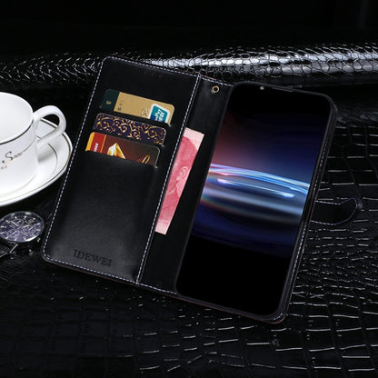 For Sony Xperia Pro-I idewei Crocodile Texture Horizontal Flip Phone Leather Phone Case(Dark Blue) - Sony Cases by idewei | Online Shopping UK | buy2fix