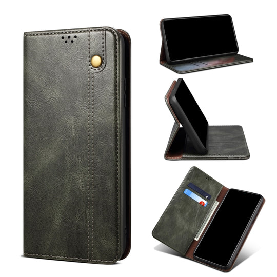 For Xiaomi 12 Pro/12S Pro Simple Wax Crazy Horse Texture Leather Phone Case(Dark Green)