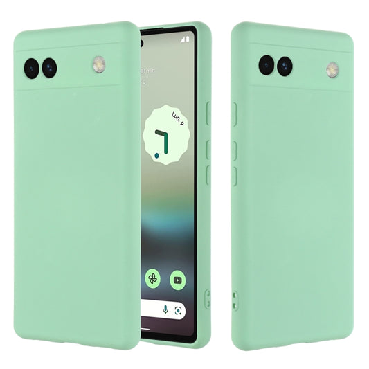 For Google Pixel 6a Pure Color Liquid Silicone Phone Case(Green) - Google Cases by buy2fix | Online Shopping UK | buy2fix