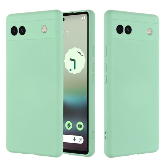 For Google Pixel 6a Pure Color Liquid Silicone Phone Case(Green)