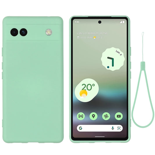 For Google Pixel 6a Pure Color Liquid Silicone Phone Case(Green) - Google Cases by buy2fix | Online Shopping UK | buy2fix