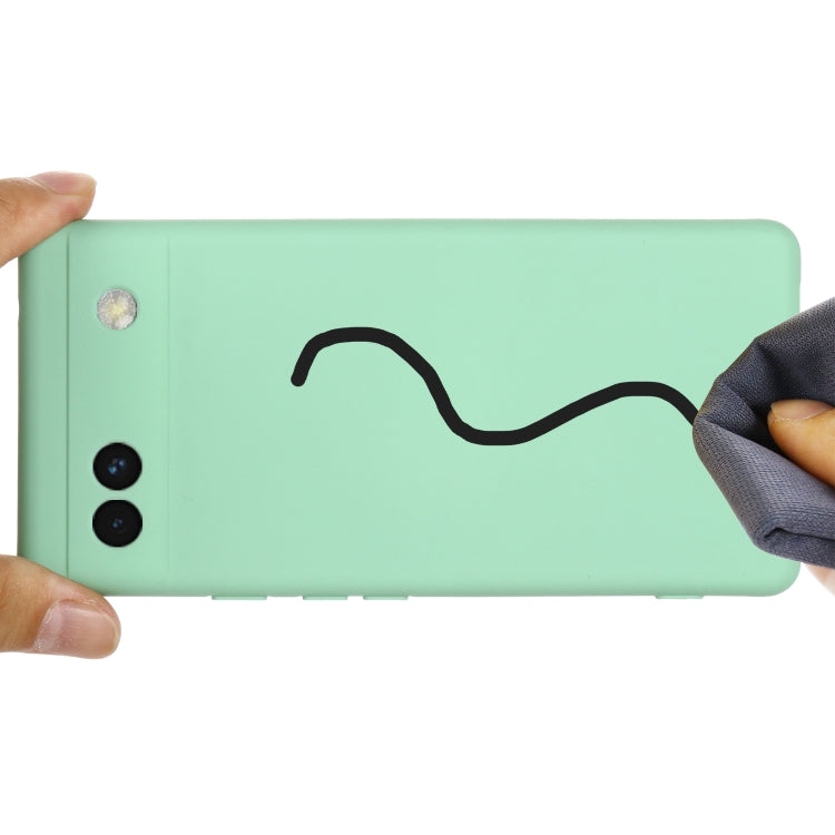 For Google Pixel 6a Pure Color Liquid Silicone Phone Case(Green) - Google Cases by buy2fix | Online Shopping UK | buy2fix