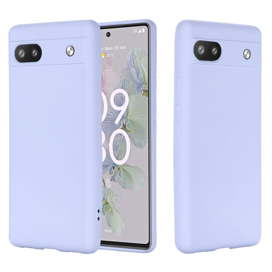 For Google Pixel 6a Pure Color Liquid Silicone Phone Case(Purple) - Google Cases by buy2fix | Online Shopping UK | buy2fix