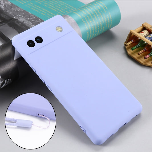 For Google Pixel 6a Pure Color Liquid Silicone Phone Case(Purple) - Google Cases by buy2fix | Online Shopping UK | buy2fix