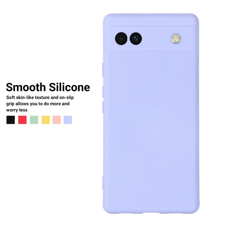For Google Pixel 6a Pure Color Liquid Silicone Phone Case(Purple) - Google Cases by buy2fix | Online Shopping UK | buy2fix