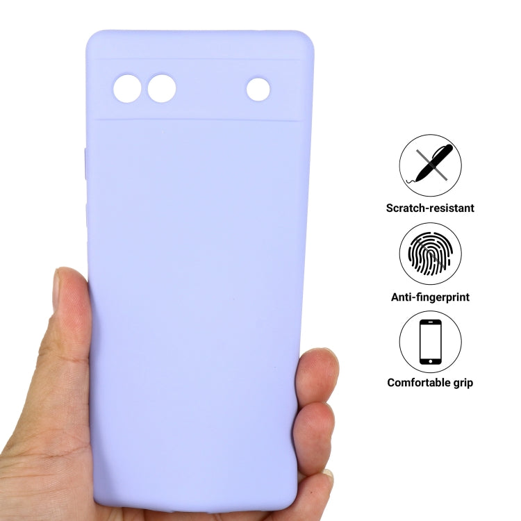 For Google Pixel 6a Pure Color Liquid Silicone Phone Case(Purple) - Google Cases by buy2fix | Online Shopping UK | buy2fix