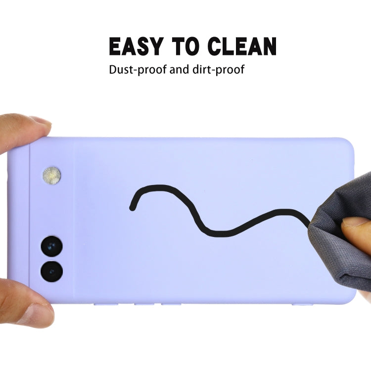 For Google Pixel 6a Pure Color Liquid Silicone Phone Case(Purple) - Google Cases by buy2fix | Online Shopping UK | buy2fix