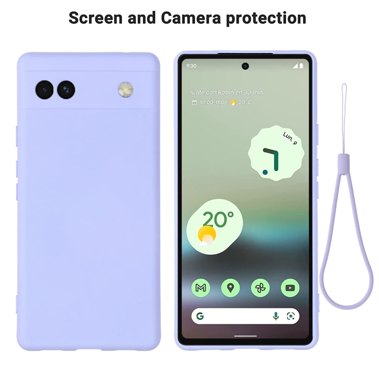 For Google Pixel 6a Pure Color Liquid Silicone Phone Case(Purple) - Google Cases by buy2fix | Online Shopping UK | buy2fix
