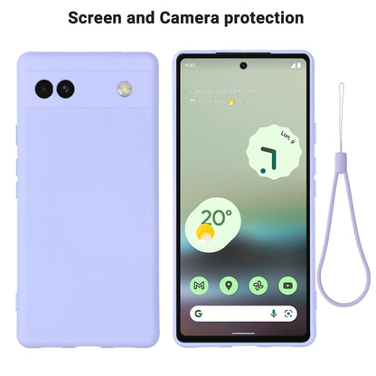 For Google Pixel 6a Pure Color Liquid Silicone Phone Case(Purple) - Google Cases by buy2fix | Online Shopping UK | buy2fix