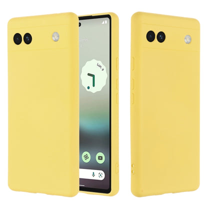 For Google Pixel 6a Pure Color Liquid Silicone Phone Case(Yellow) - Google Cases by buy2fix | Online Shopping UK | buy2fix