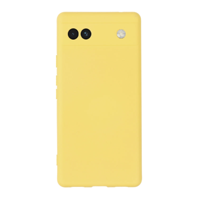 For Google Pixel 6a Pure Color Liquid Silicone Phone Case(Yellow) - Google Cases by buy2fix | Online Shopping UK | buy2fix