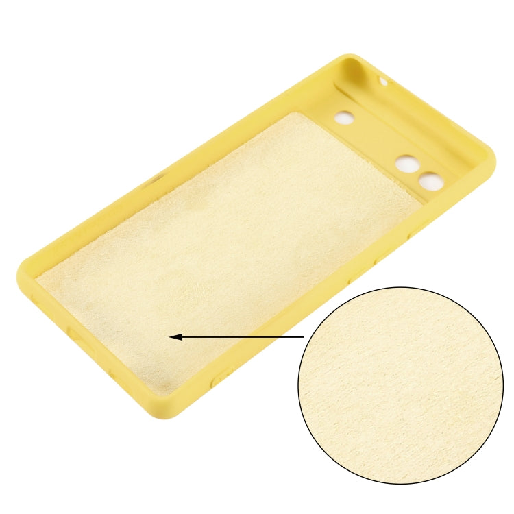 For Google Pixel 6a Pure Color Liquid Silicone Phone Case(Yellow) - Google Cases by buy2fix | Online Shopping UK | buy2fix