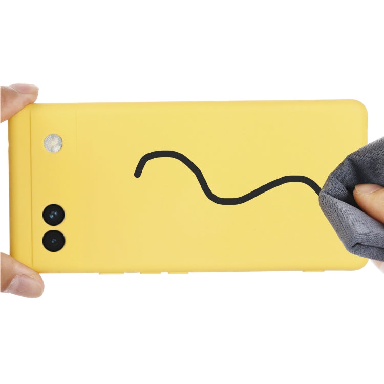 For Google Pixel 6a Pure Color Liquid Silicone Phone Case(Yellow) - Google Cases by buy2fix | Online Shopping UK | buy2fix