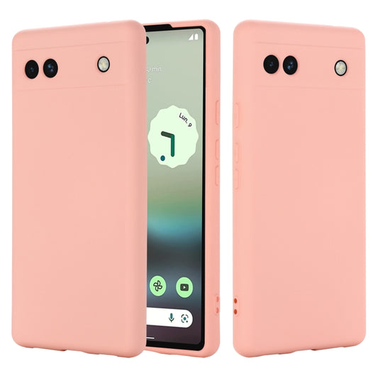 For Google Pixel 6a Pure Color Liquid Silicone Phone Case(Pink) - Google Cases by buy2fix | Online Shopping UK | buy2fix